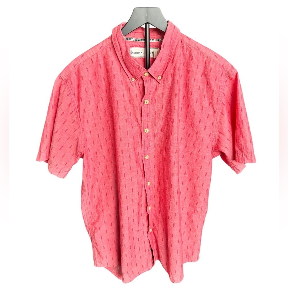 Normal Brand Coral Pink Cotton Short Sleeve Button Down Shirt XL Resort Vacation